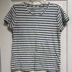 J. Crew Black and White Striped Short Sleeve Tee